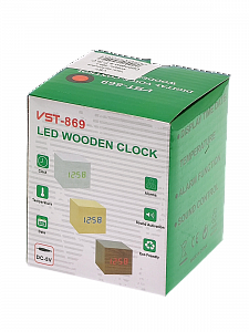 Часы электронные настольные, будильник и термометр от сети деревянные VST 869-1 Светлое дерево